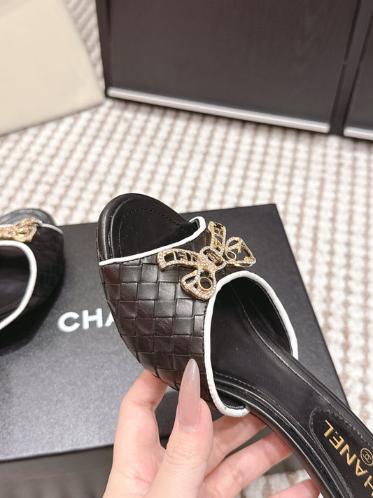 CC 26s Stiletto Sandals 55 Black Leather 652571