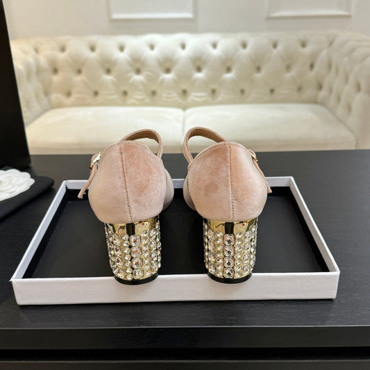 CC 2026 Mary Jane 65 Beige Black Velvet Leather 700646