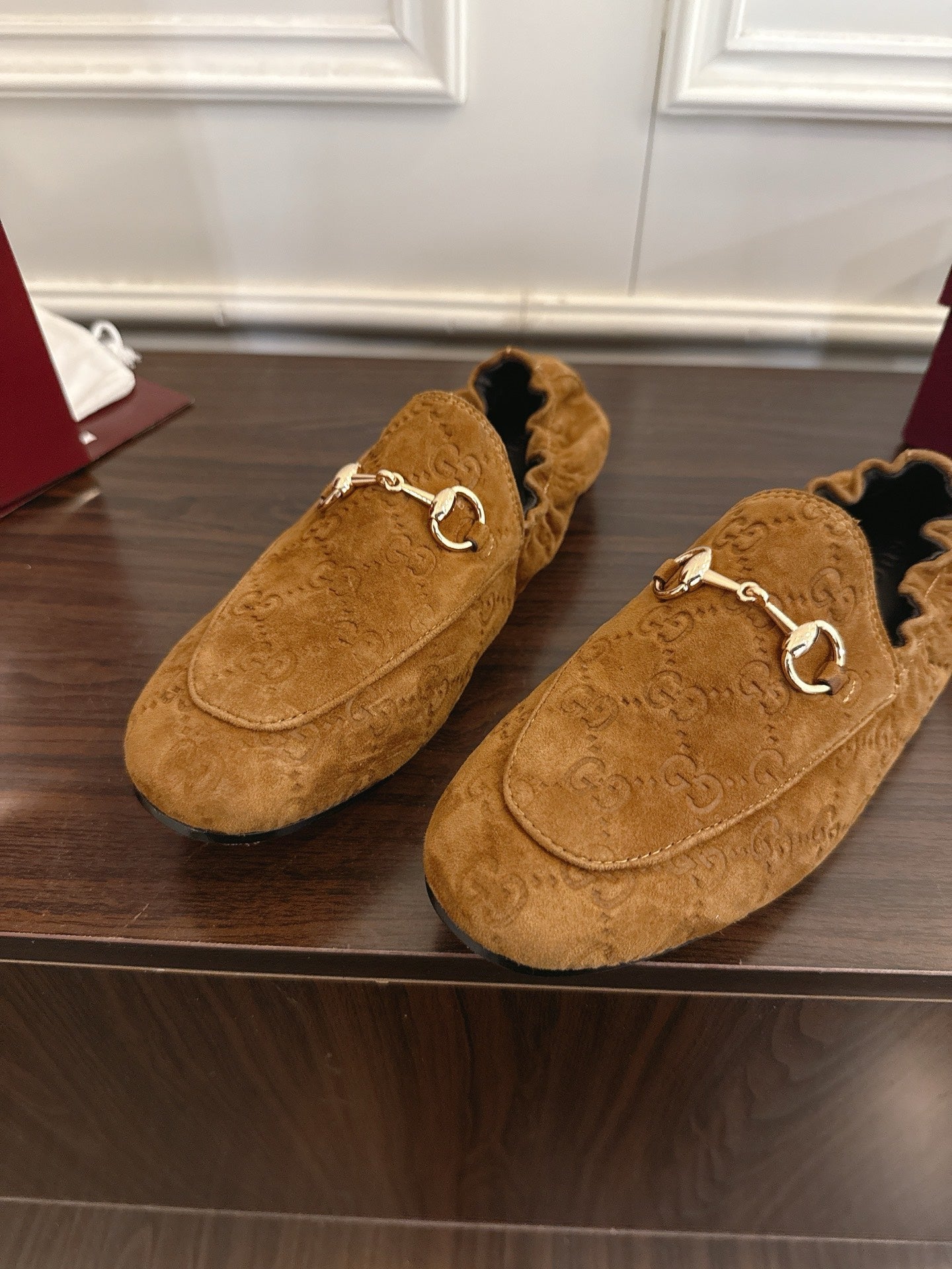 GG 26SS Loafers Brown Monogram Suede Leather 645959