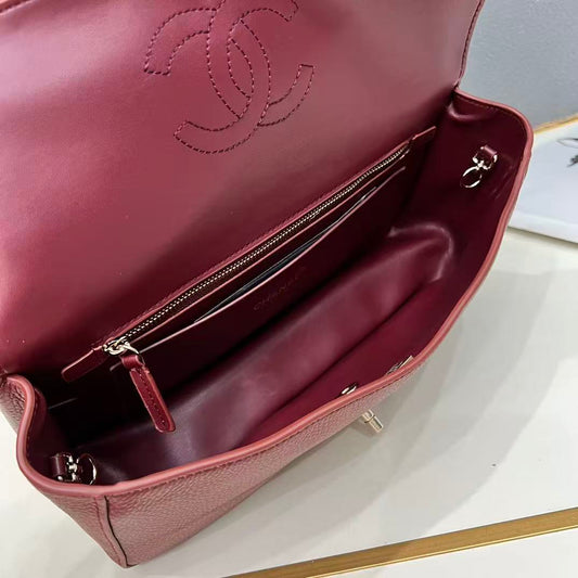 Chanel 2026 Maxi Flap Bag 29cm Burgundy Grained Calfskin