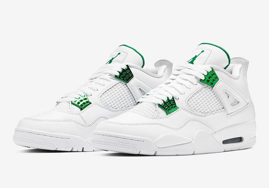 Air Jordan 4 Retro Metallic Green Sneakers - Cushioned Stride