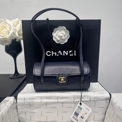 Chanel 2026 Bowling Ball Cylinder Bag Caviar Leather