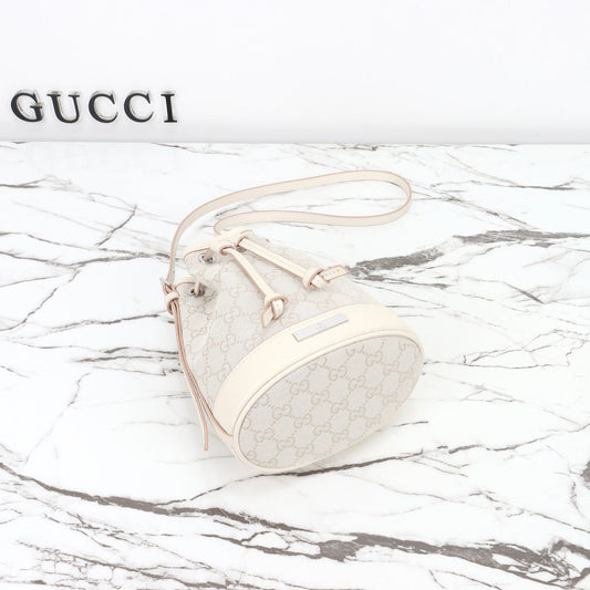Gucci 2026 Tribeca Small Bucket Bag 20cm Cream Canvas Leather