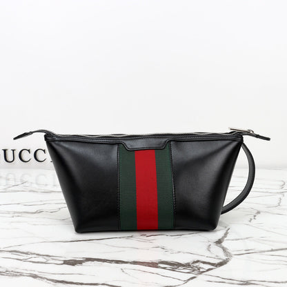 Gucci 2026 Mega Web Trademark Crossbody Bag 22cm Balck Canvas Leather