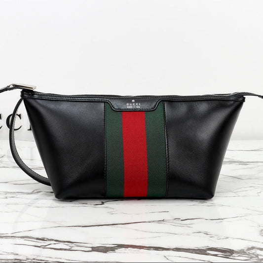 Gucci 2026 Mega Web Trademark Crossbody Bag 22cm Balck Canvas Leather