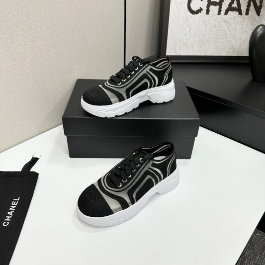 CC 26s Casual Sneakers Rhinestones Black White Mesh Sheepskin 626364