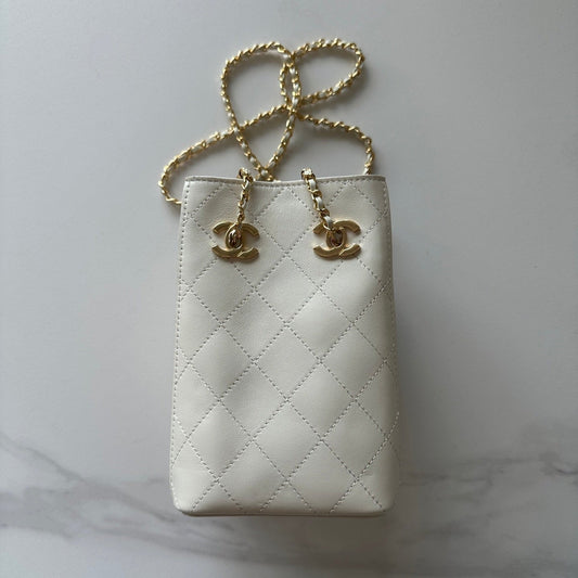 Chanel 2026 Bucket Bag 18cm Lambskin Suede Denim