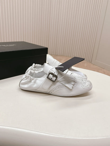 PRA 26S Ballet Flats White Calfskin 600586