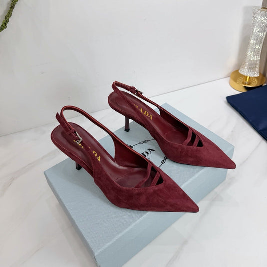 PRA 26SS Slingback 75 Burgundy Suede 592344