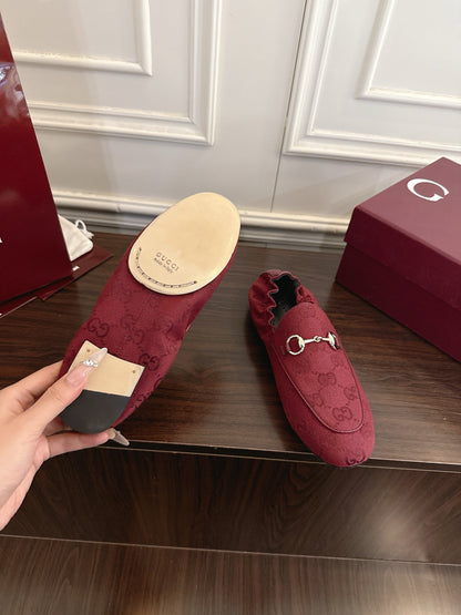 GG 26SS Loafers Burgundy Monogram Canvas Leather 645955