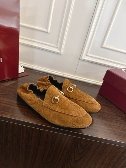 GG 26SS Loafers Brown Monogram Suede Leather 645959
