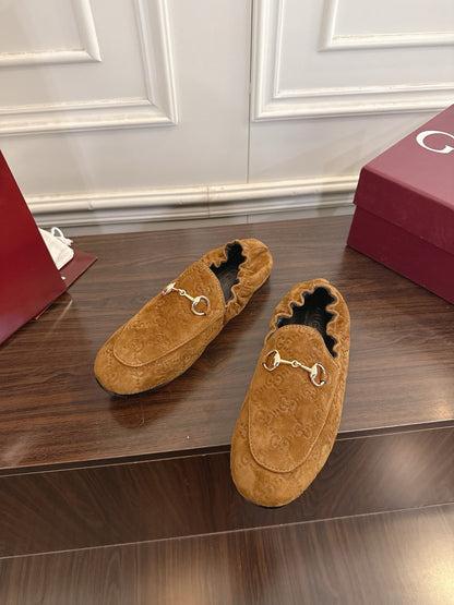 GG 26SS Loafers Brown Monogram Suede Leather 645959