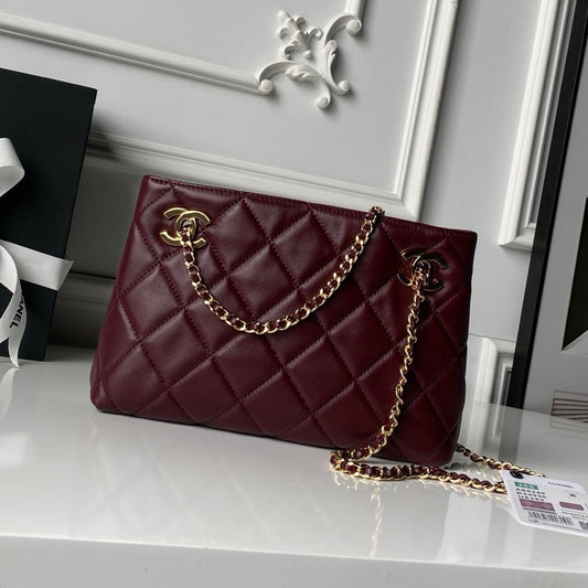 Chanel 2026 Shopping Bag 24.5cm Burgundy Lambskin