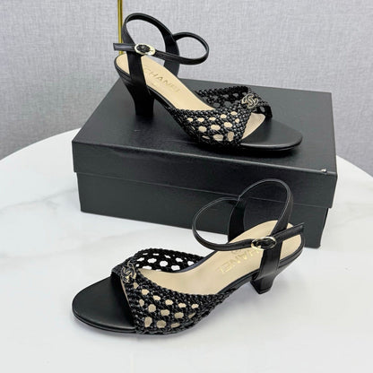 Chanel 2026 Slingback Sandals 40mm Woven Sheepskin 801631