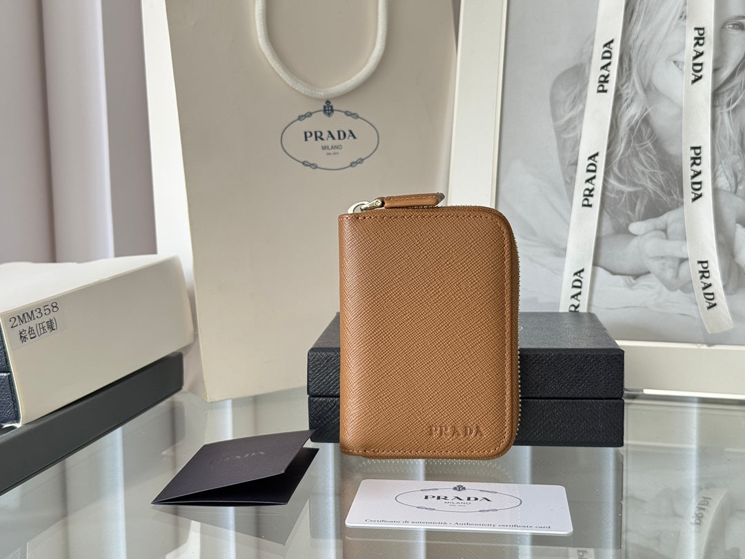 Prada 2026 Cardholder Zipper Bag 10cm Calfskin