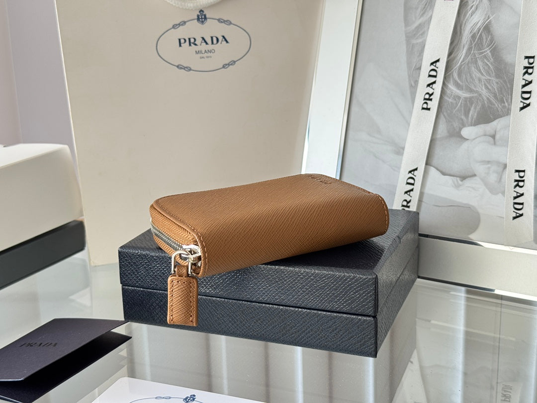 Prada 2026 Cardholder Zipper Bag 10cm Calfskin