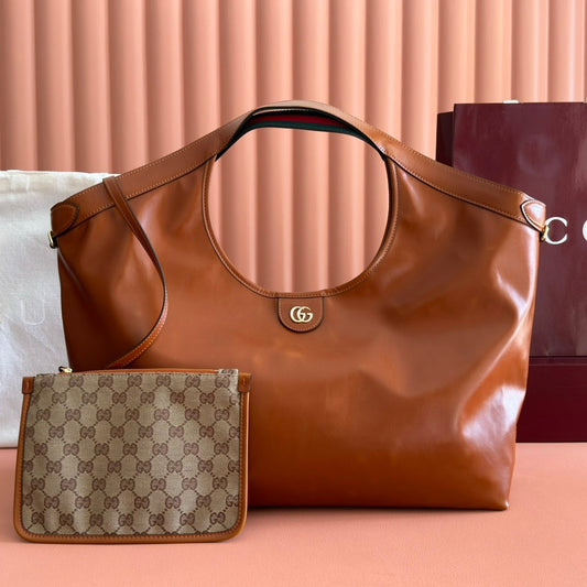Gucci 2026 Giglio Large Tote Bag 60cm Brown Leather