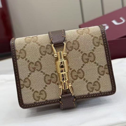 Gucci 2026 Jackie Wallet 11cm Brown Canvas Leather