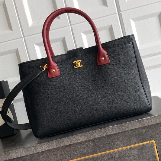 Chanel 2026 Shopping Bag Black mix Burgundy Calfskin