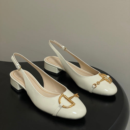GG 26ss Big D Half HorseBit Mary Jane White Patent Leather 593505