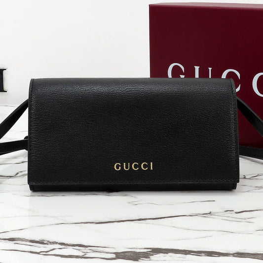 Gucci 2026 Wallet with Strap 19cm Black Calfskin