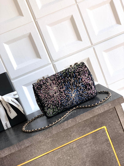 Chanel 2026 Evening Bag 20cm Black Mix Colors Strass Leather