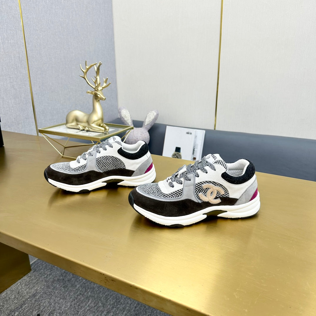 CC 2026 Casual Sneakers Black Gray Suede Canvas 668054