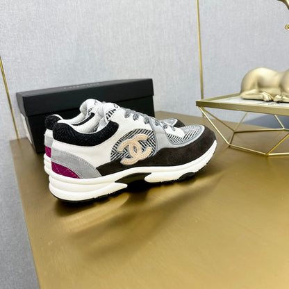 CC 2026 Casual Sneakers Black Gray Suede Canvas 668054