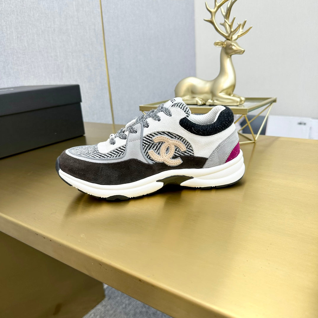 CC 2026 Casual Sneakers Black Gray Suede Canvas 668054